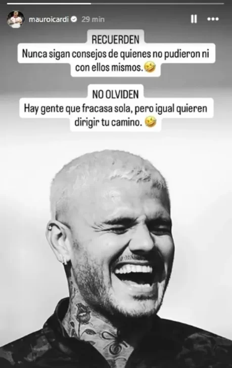 El picante mensaje de Mauro Icardi durante la entrevista de Wanda Nara y Maxi López: &#8220;Hay gente que fracasa sola&#8221;
