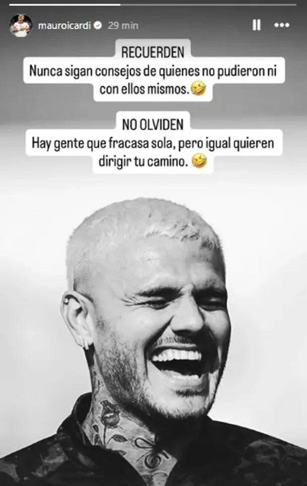 El picante mensaje de Mauro Icardi durante la entrevista de Wanda Nara y Maxi López: &#8220;Hay gente que fracasa sola&#8221;