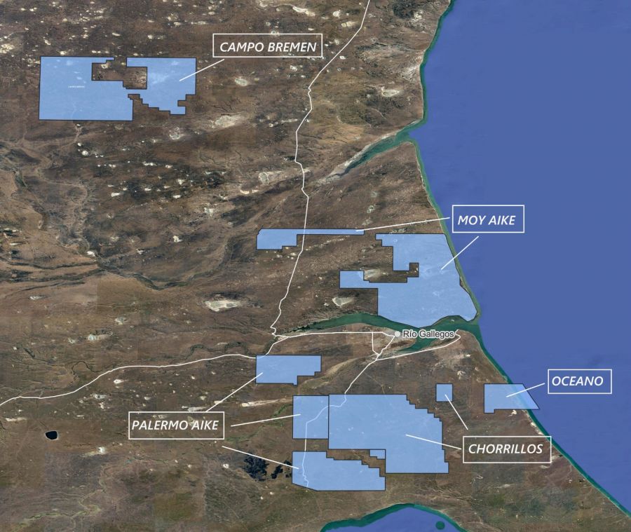  Ubicación de las áreas a licitar, en la Cuenca Austral santacruceña.