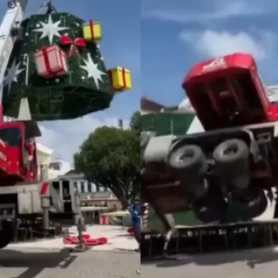 Tragedia en Brasil: operario murió aplastado por una grúa durante la instalación de un árbol de Navidad