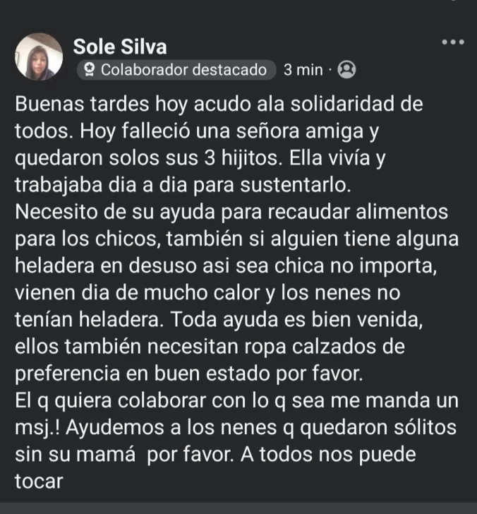 Una mujer murió en la vía pública y vecinos organizan una colecta para ayudar a sus hijos: &#8220;Quedaron solitos sin su mamá&#8221;