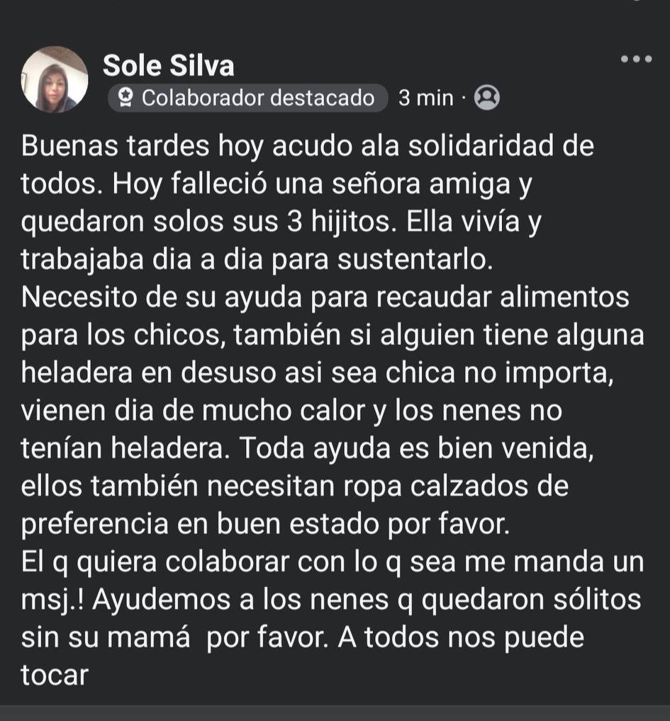 Una mujer murió en la vía pública y vecinos organizan una colecta para ayudar a sus hijos: &#8220;Quedaron solitos sin su mamá&#8221;