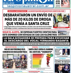 Tapa del Diario La Opinión Austral edición impresa del domingo 2 de noviembre de 2025, Río Gallegos, Santa Cruz, Argentina