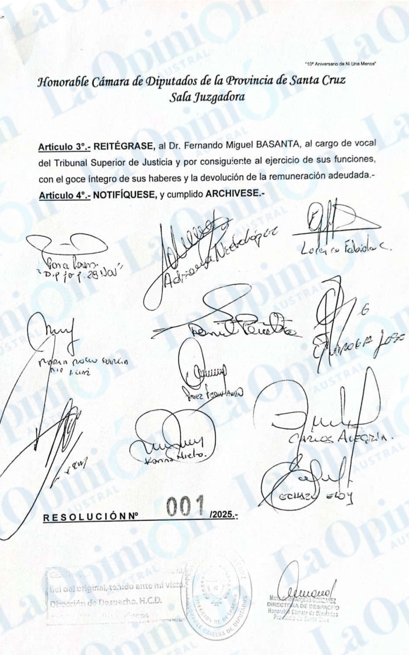 Fernando Basanta fue absuelto en el Juicio Político y volverá a sus funciones como vocal del Tribunal Superior de Justicia