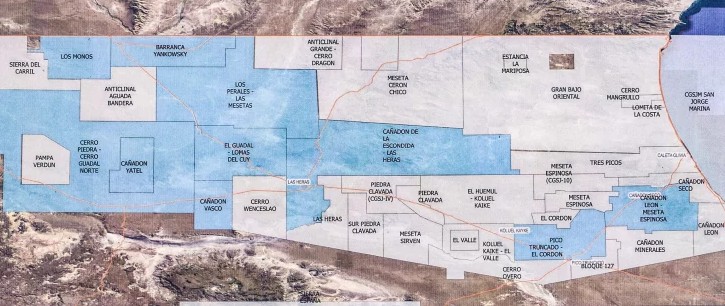  Las áreas que cedió YPF a FOMICRUZ y ésta licitó.
