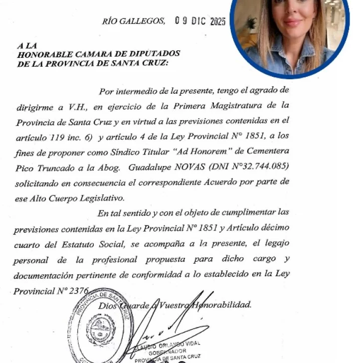 Guadalupe Novas será la Síndico Titular en la Cementera de Pico Truncado Guadalupe Novas será la Síndico Titular en la Cementera de Pico Truncado