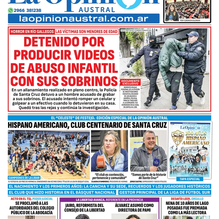 Tapa del Diario La Opinión Austral edición impresa del miércoles 17 de diciembre de 2025, Río Gallegos, Santa Cruz, Argentina Tapa del Diario La Opinión Austral edición impresa del miércoles 17 de diciembre de 2025, Río Gallegos, Santa Cruz, Argentina