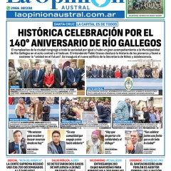 Tapa del Diario La Opinión Austral edición impresa del sábado 20 de diciembre de 2025, Río Gallegos, Santa Cruz, Argentina