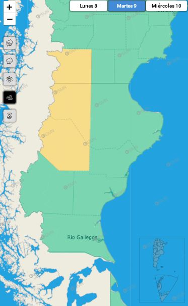 Anuncian fuertes vientos para este martes en algunos sectores de Santa Cruz