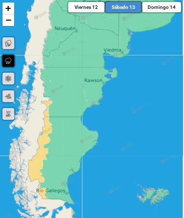 Doble alerta meteorológica para este sábado en Santa Cruz: se esperan fuertes vientos y lluvias