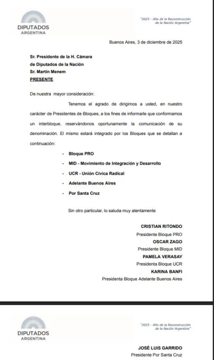 El bloque Por Santa Cruz, de Claudio Vidal, formará un interbloque con diputados del PRO y la UCR en Diputados