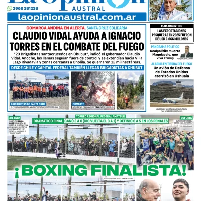 Tapa del Diario La Opinión Austral edición impresa del lunes 26 de enero de 2026, Río Gallegos, Santa Cruz, Argentina
