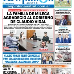 Tapa del Diario La Opinión Austral edición impresa del sábado 24 de enero de 2026, Río Gallegos, Santa Cruz, Argentina