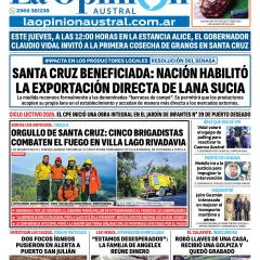 Tapa del Diario La Opinión Austral del jueves 29 de enero de 2026, Río Gallegos, Santa Cruz, Argentina