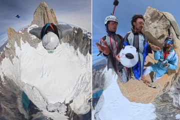Se tiraron de la cima del Fitz Roy tras escalar por una de las rutas más difíciles: cómo fue el vuelo prohibido sobre El Chaltén Se tiraron de la cima del Fitz Roy tras escalar por una de las rutas más difíciles: cómo fue el vuelo prohibido sobre El Chaltén