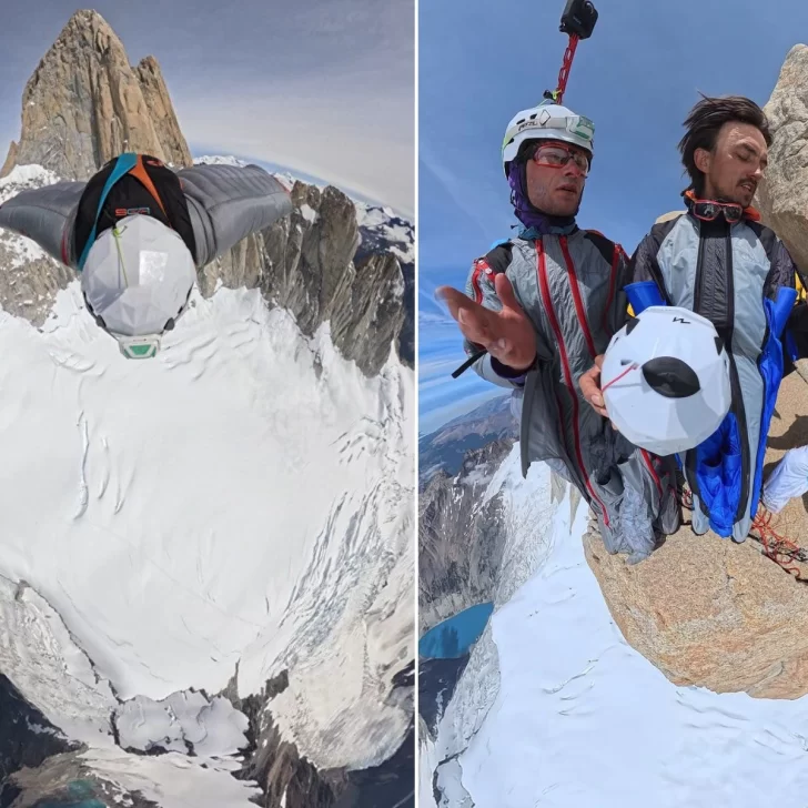 Se tiraron de la cima del Fitz Roy tras escalar por una de las rutas más difíciles: cómo fue el vuelo prohibido sobre El Chaltén Se tiraron de la cima del Fitz Roy tras escalar por una de las rutas más difíciles: cómo fue el vuelo prohibido sobre El Chaltén