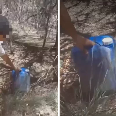 En plena emergencia ígnea, encontraron un bidón con nafta expuesto al sol en el bosque de El Bolsón En plena emergencia ígnea, encontraron un bidón con nafta expuesto al sol en el bosque de El Bolsón