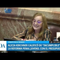 Alicia Kirchner critica el presupuesto del Régimen Penal Juvenil