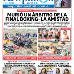 Tapa del Diario La Opinión Austral edición impresa del martes 3 de enero de 2026, Río Gallegos, Santa Cruz, Argentina