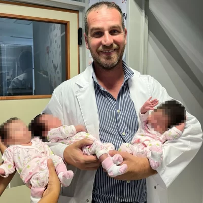 ¡A casa!: las trigemelas idénticas de Chubut recibieron el alta médica