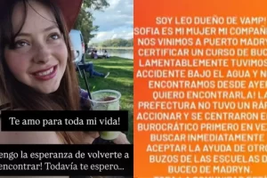 “Todavía te espero”, el último mensaje del novio de Sofía Devries, la buceadora de 23 años que desapareció en el mar argentino
