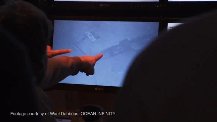 El ARA San Juan en el fondo del mar cuando lo encontró el buque Ocean Infinity. El ARA San Juan en el fondo del mar cuando lo encontró el buque Ocean Infinity.