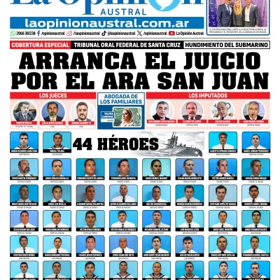 Tapa del Diario La Opinión Austral edición impresa del martes 3 de marzo de 2026, Río Gallegos, Santa Cruz, Argentina