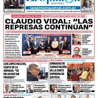 Tapa del Diario La Opinión Austral edición impresa del viernes 6 de marzo de 2026, Santa Cruz