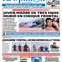 Tapa del Diario La Opinión Austral edición impresa del lunes 9 de marzo de 2026, Río Gallegos, Santa Cruz, Argentina