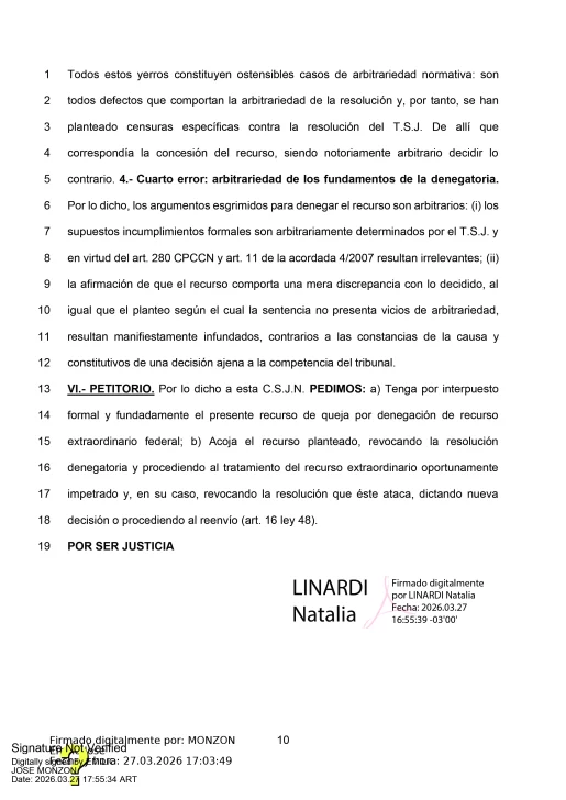 Última de las fojas del escrito de la Fiscalía.