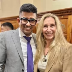 Jairo Guzmán, con Karina Milei, Horacio Marín y la Ley de Glaciares