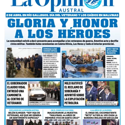Tapa especial de La Opinión Austral: Gloria y honor a los héroes de la guerra de Malvinas