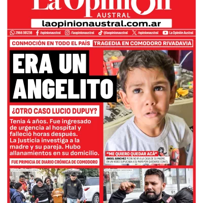 Tapa especial de La Opinión Austral: Era un angelito