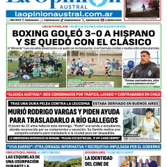 Tapa del Diario La Opinión Austral edición impresa del lunes 27 de abril de 2026, Río Gallegos, Santa Cruz, Argentina