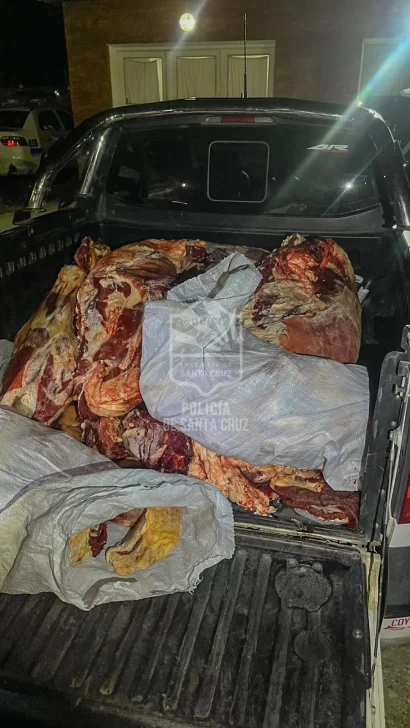 Abigeato en Santa Cruz: transportaba dos vacas faenadas en una camioneta y quedó detenido