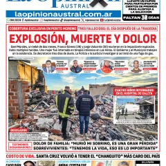 Tapa del Diario La Opinión Austral edición impresa del martes 12 de mayo de 2026, Río Gallegos, Santa Cruz, Argentina
