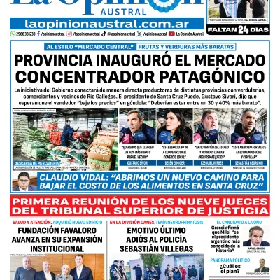Tapa del Diario La Opinión Austral del lunes 18 de mayo de 2026, Río Gallegos, Santa Cruz, Argentina