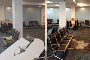 Se cayó el cielorraso del preembarque en el Aeropuerto de Río Gallegos Se cayó el cielorraso del preembarque en el Aeropuerto de Río Gallegos