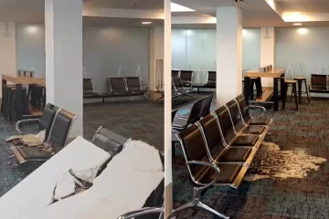 Se cayó el cielorraso del preembarque en el Aeropuerto de Río Gallegos Se cayó el cielorraso del preembarque en el Aeropuerto de Río Gallegos