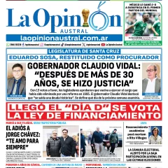 Tapa del Diario La Opinión Austral del viernes 12 de junio de 2026, Río Gallegos, Santa Cruz, Argentina