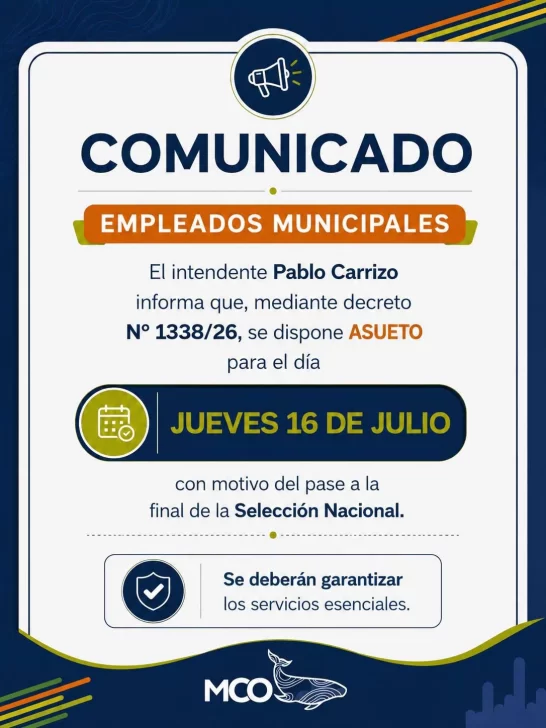 Insólito: el Municipio de Caleta Olivia dictó asueto total por el triunfo de Argentina