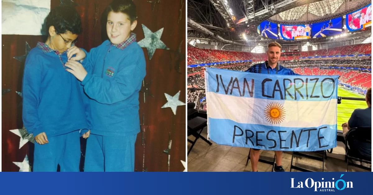 Riogalleguense llevó una bandera argentina con el nombre de su amigo que perdió la vida a la semifinal del Mundial