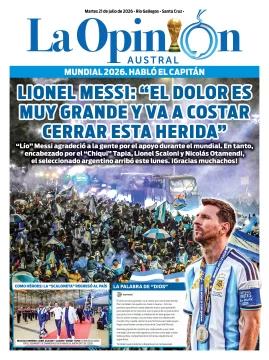 Tapa especial de La Opinión Austral: para Lionel Messi, “el dolor es muy grande y va a costar cerrar esta herida” Tapa especial de La Opinión Austral: para Lionel Messi, “el dolor es muy grande y va a costar cerrar esta herida”