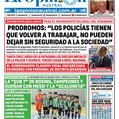 Tapa del Diario La Opinión Austral del lunes 13 de julio de 2026, Río Gallegos, Santa Cruz, Argentina