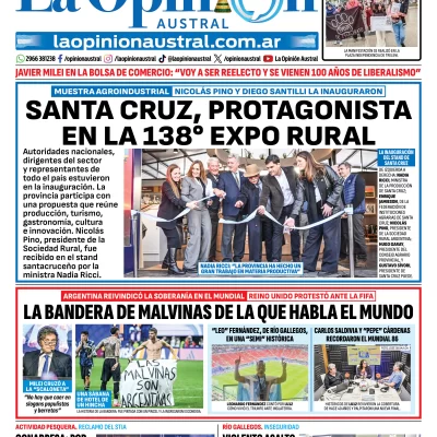 Tapa del Diario La Opinión Austral del viernes 17 de julio de 2026, Río Gallegos, Santa Cruz, Argentina