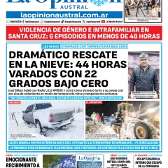 Tapa del Diario La Opinión Austral del martes 21 de julio de 2026, Río Gallegos, Santa Cruz, Argentina