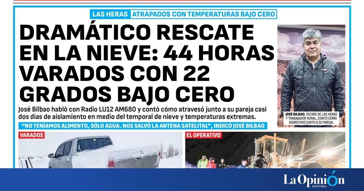 Tapa del Diario La Opinión Austral del martes 21 de julio de 2026, Río Gallegos, Santa Cruz, Argentina