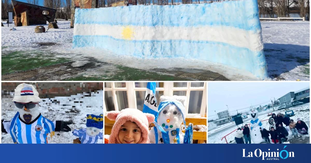 Vecinos compartieron sus muñecos de nieve con La Opinión Austral y Radio LU12 AM680