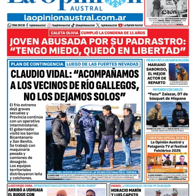 Tapa del Diario La Opinión Austral del miércoles 29 de julio de 2026, Río Gallegos, Santa Cruz, Argentina