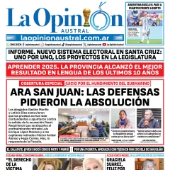 Tapa del Diario La Opinión Austral del martes 7 de julio de 2026, Río Gallegos, Santa Cruz, Argentina